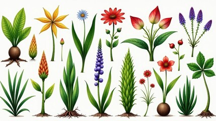 Naklejka premium Scientific plate showing a variety of prehistoric plants from Devonian to Permian periods