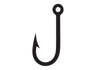 fishing hook logo silhouette vector, fishing hook logo icon silhouette, a silhouette vector simple fishing hook logo, fishing hook logo icon on black and white vector silhouette on white background