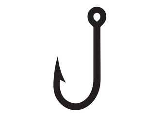 fishing hook logo silhouette vector, fishing hook logo icon silhouette, a silhouette vector simple fishing hook logo, fishing hook logo icon on black and white vector silhouette on white background
