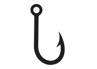fishing hook logo silhouette vector, fishing hook logo icon silhouette, a silhouette vector simple fishing hook logo, fishing hook logo icon on black and white vector silhouette on white background