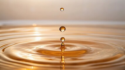 Beautiful close-up of water droplets creating ripples on a smooth surface, showcasing a serene and calming effect.