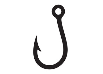 fishing hook logo silhouette vector, fishing hook logo icon silhouette, a silhouette vector simple fishing hook logo, fishing hook logo icon on black and white vector silhouette on white background