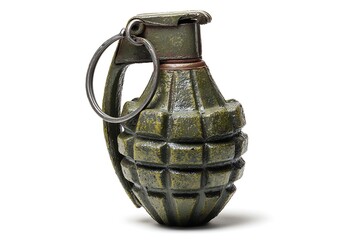 Isolated Grenade on White Background Close Up Military Weapon