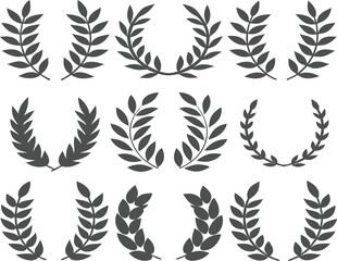 Twelve Simple Laurel Wreath Designs for Graphic Use