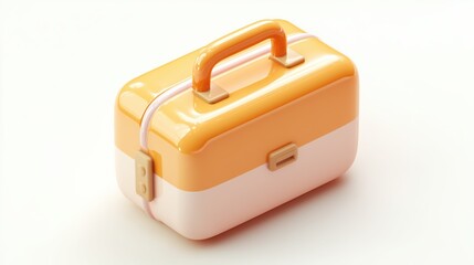 Minimalist glossy suitcase design in orange and cream tones with a sleek finish