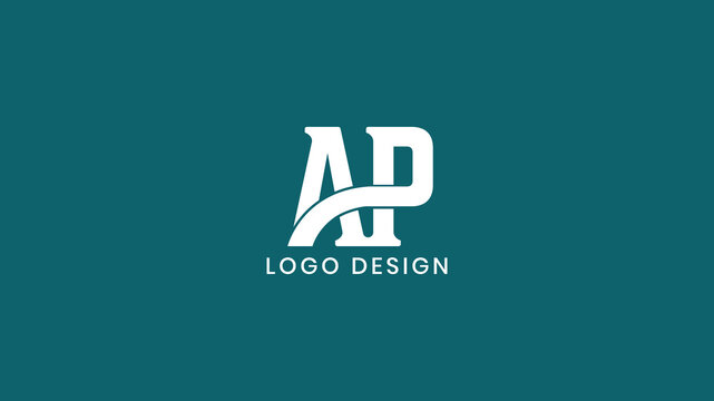 Bold AP PA monogram logo in white with creative curved design on teal background, ideal for modern business branding, personal identity, and professional logos.