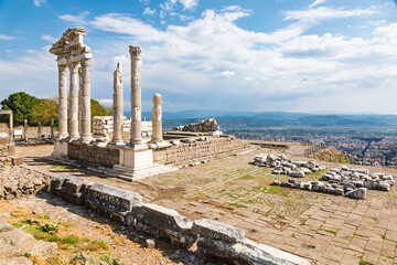Ancient ruins of the Temple of Trajan in Pergamon Turkey