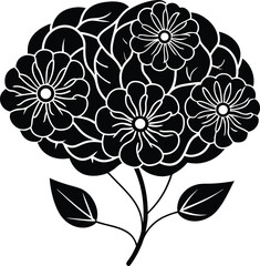 Mental health awareness vector silhouette illustration Brain with Blooming Flowers and Neural Pathways