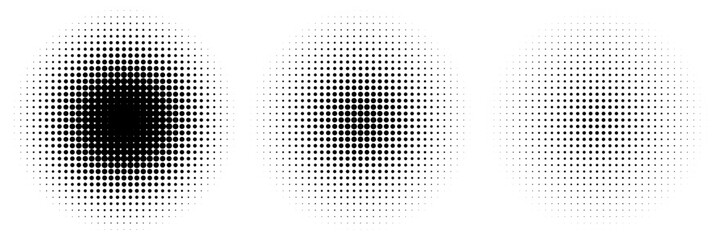 Halftone gradient. Dotted gradient, smooth dots spraying and halftones dot background seamless horizontal geometric pattern vector template set. unique dots modern circles