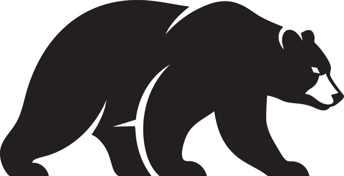 Minimalist Black Bear Silhouette Vector Icon Illustration - Wild Nature Animal Concept Design Element