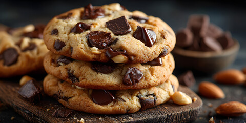 Celebrate National Chocolate Chip Day with scrumptious chocolate chip cookies. Concept National Chocolate Chip Day, Chocolate Chip Cookies, Baking Recipes, Sweet Treats