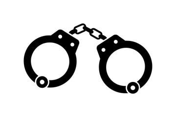 Illustration of black metal police style handcuffs