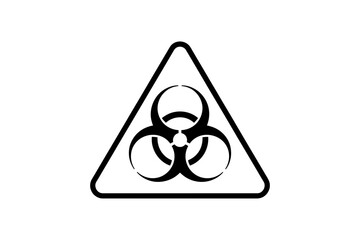 Black biohazard symbol inside a triangle outline