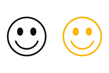 Fototapeta premium Two simple smiley face icons in black and yellow