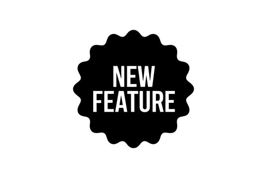 New feature text on a black scalloped edge shape