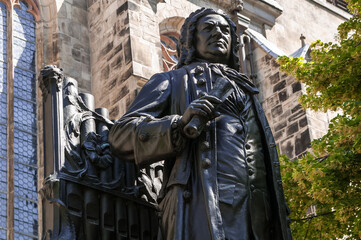 Statue von J. S. Bach in Leipzig Sachsen Deutschland