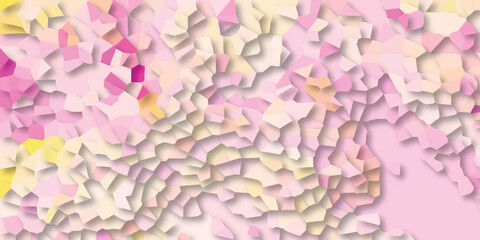 Abstract mosaic pattern in pink tones with geometric shapes and soft shadows