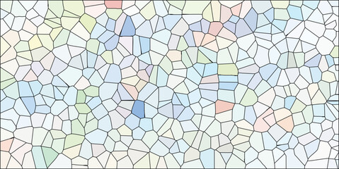 Abstract mosaic pattern with irregular geometric shapes in pastel tones forming a textured background
