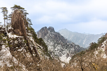 Beginning to Believe Peak at Huangshan or Yellow Mountain with snow in China is a popular landmark for its natural beauty