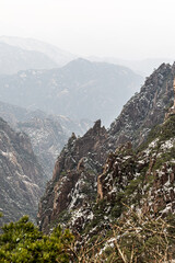 Wusong fighting Tiger formation at on granite mountain at Huangshan or Yellow Mountain, popular tourism landmark in China with natural landscape