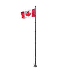 Photo of a Canada flag on a pole, vibrant Canada flag flutters on a pole, isolated on transparent...