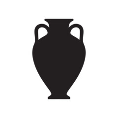 Greek vase silhouette vector icon for ancient pottery, museum, and history. 