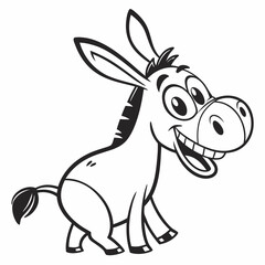 Playful Donkey Character in BW