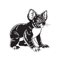 Obraz premium Black cat vector illustration featuring a cute, funny, sitting, domestic feline with a tail