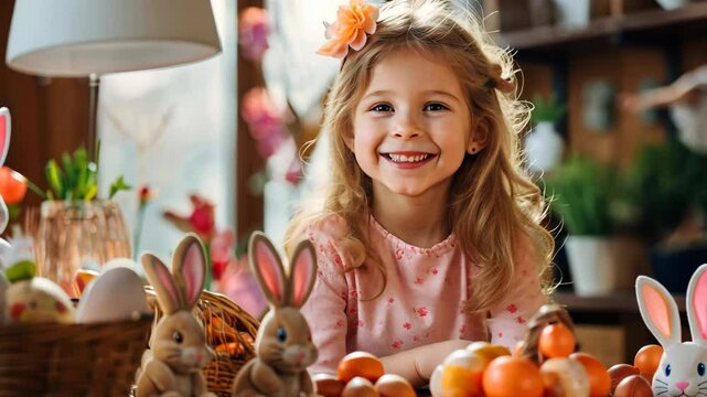 Child at the Easter table. Selective focus. Holiday.