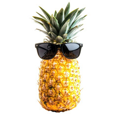 pineapple wearing sunglasses, cheerful pineapple wearing stylish sunglasses, isolated on transparent background