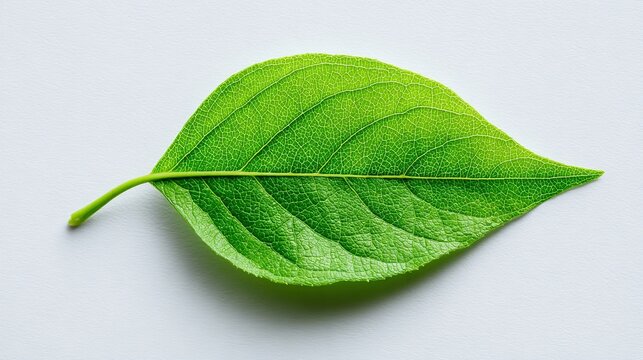 Isolated green leaf close up photo fresh foliage single leaf plant nature photography botanical detail macro