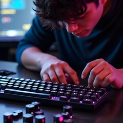 woman typing on a keyboard