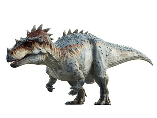 An imposing Cryolophosaurus dinosaur, a prehistoric creature, isolated against a backdrop. This ancient reptile has a distinct crest.