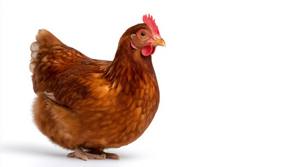 Fototapeta premium A full body brown chicken hen on a white background
