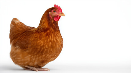 Fototapeta premium Full Body Brown Chicken Hen on White Background