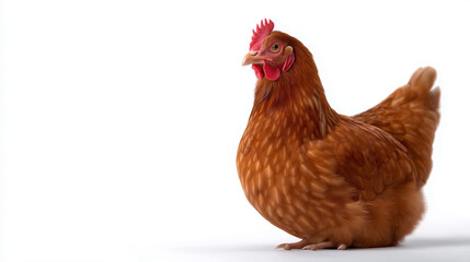 Fototapeta premium Brown chicken hen with feathers illuminated on white background