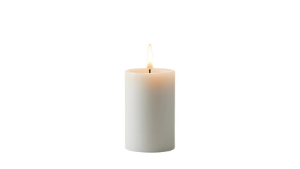 White candle burning bright flame isolated on white background for decoration and celebration mood light on transparent background
