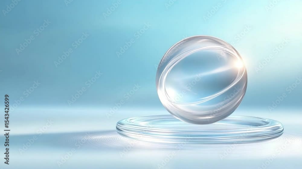 Poster ethereal sphere of light: a luminous glass sphere is cradled delicately, shimmering with light, cast