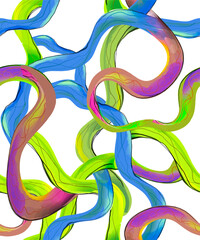 Abstract seamless background with curved line composition of colorful intertwined neon lines. Vector.	