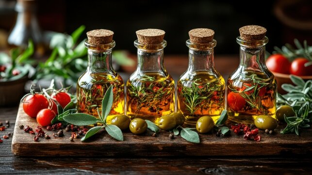 Aromatic olive oil infused with herbs and spices - Powered by Adobe