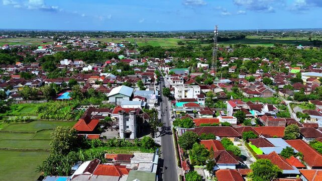 Aerial view showing a village in Sukoharjo, Central Java, Indonesia