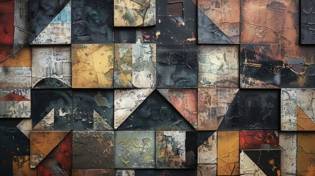 Abstract geometric background with grunge texture. Can be used as a wallpaper, backdrop for presentations, or as a texture for 3D objects.