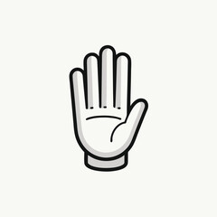 Obraz premium Stylized Hand Gesture Illustration: Simple Cartoon Palm Raised in Stop Sign, Request, Greeting, or High Five Position on Neutral Background - Vector Design.