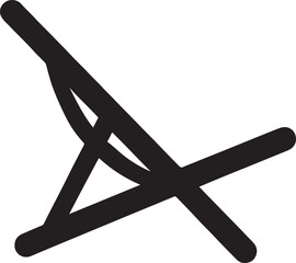 Silhouette of a reclined beach chair, ideal for summer, relaxation, vacation, and seaside leisure designs.