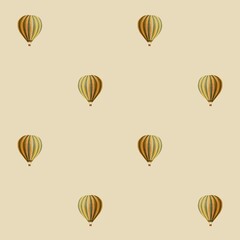 Cute watercolor pattern with vintage balloons. Seamless print