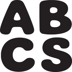 A simple graphic featuring the letters a b c and s in a bold black font on a white background plain