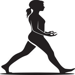 Silhouette of a woman walking with hands in mudra position against a white background art illustration