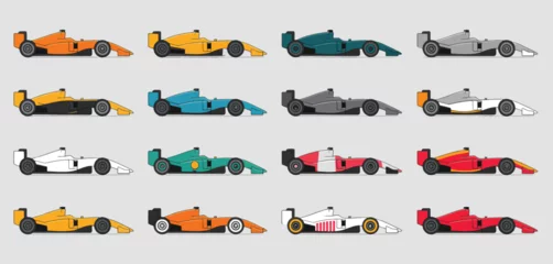 Fotobehang F1 Collection of colorful formula one race cars  © IllustraStock