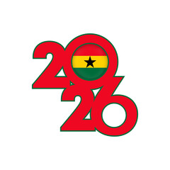 2026 banner with Ghana flag inside.