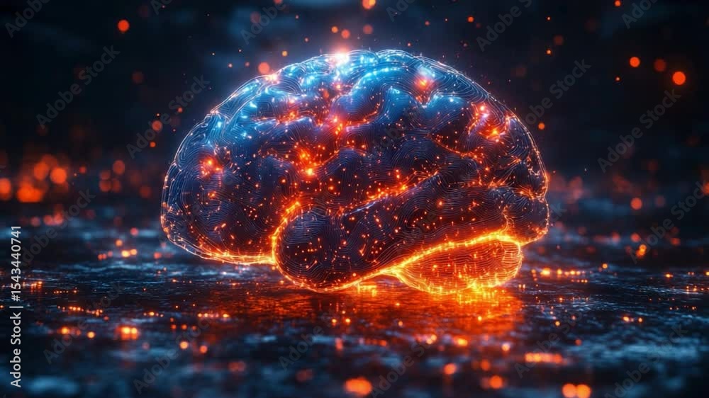 Poster glowing mind: an illuminated brain, a captivating image of human cognition and neural activity, high
